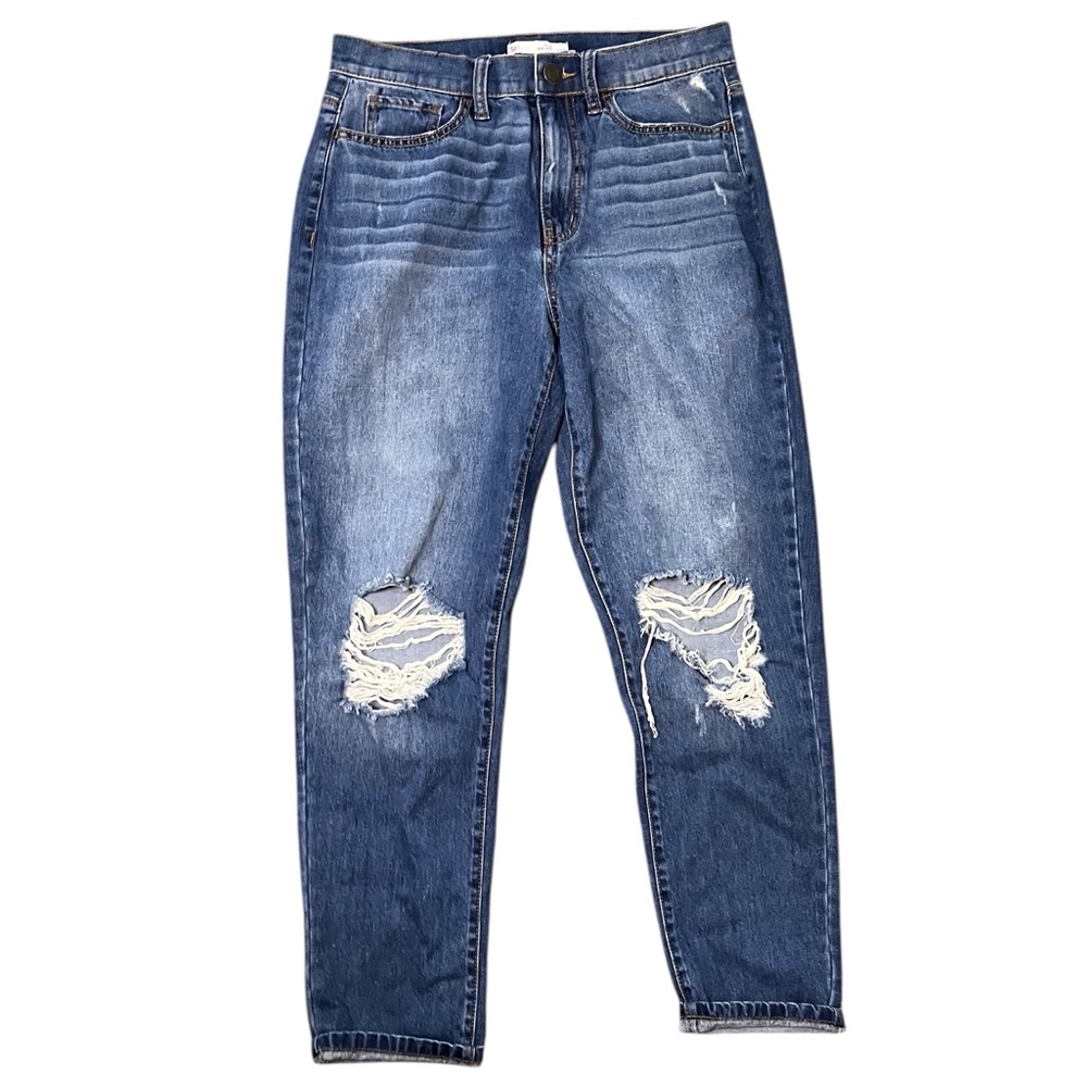SO High Rise Mom Jeans Distressed Medium Wash 5/27